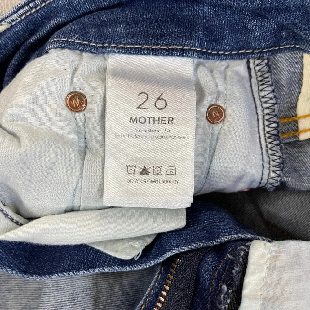 MOTHER High Waisted Looker Ankle Fray Skinny Jeans Womens‎ 26 Blue Denim